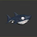 Cartoon Shark Character Toy With Blue Body Big Eyes White Belly Open Mouth And Teeth