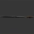 Medieval Decorative Spear With Ornate Curved Metal Blade And Wooden Handle