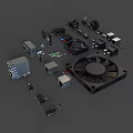 Industrial grade jack fan horn switch button socket 3d model