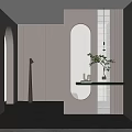 French porch partition potted floral floor lamp 3d model