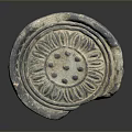 Antique Round Ceramic Household Item Featuring Intricate Floral Carved Pattern