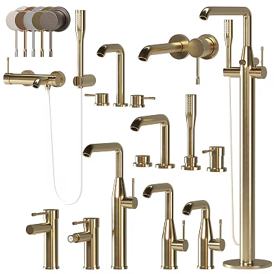 Modern Golden Faucets Collection With Stylish Designs And Sleek Finishes For Kitchen 3d model