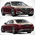 Mercedes-Maybach Luxury Sedan With Burgundy And Gold Exterior Front Grille Multi-Spoke Wheels Rear Emblem