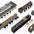 Various Modern Bar Counter Interior Designs With Wooden Black Gray Surfaces And Stools