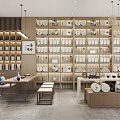 Tableware Specialty Store Interior With Wooden Shelves Displaying Plates And Bowls
