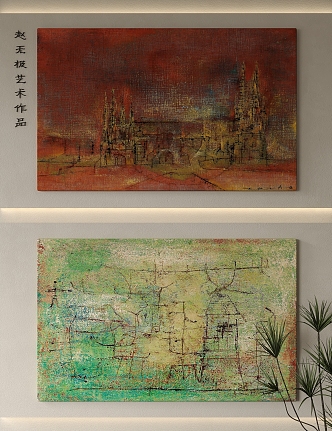 Zhao Wuji Decorative Painting High-end Art Abstract Painting and Oil Painting 3d model