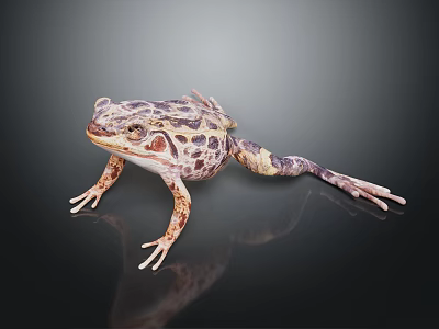 Spotted Brown And Purple Frog Standing On Black Background With Detailed Skin Texture 3d model