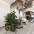 Modern Beauty Hair Salon Interior Design With Chandelier Mirrors Plants And Styling Chair