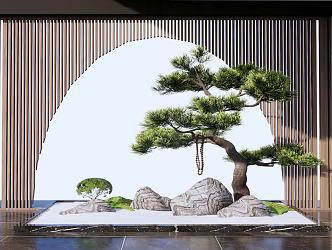 New Chinese style landscape sketch landscape wall 3d model