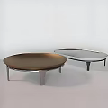 Elegant Modern Coffee Tables Featuring Brown Round And Silver Oval Shapes 3d model