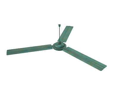 Air Conditioner Ceiling Fan With Three Teal Blades For Room Cooling 3d model