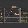 Metal Storage Shelves With Multiple Layers Holding Storage Boxes Blankets And Decorative Items