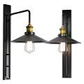 Industrial Style Wall Sconces With Black Gold Metal Frame And Edison Bulbs
