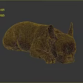 Dark Brown French Bulldog Lying On Smooth Surface With Gray Background