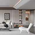 Modern Living Room Interior With Beige Sofa Coffee Table Light Gray Rug And Decorative Artwork