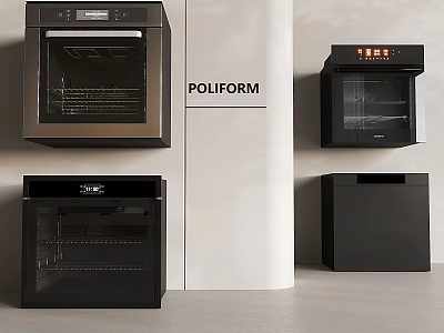 Sleek Poliform Black Built In Modern Kitchen Appliances With Contemporary Design 3d model