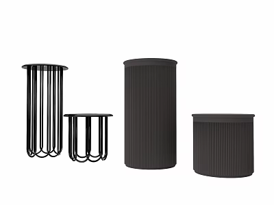 Modern Coffee Tables With Black Metal Frame And Ribbed Cylindrical Design 3d model