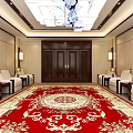 Elegant Conference Room Interior With Red Carpet Cream Sofas Chandelier And Windows 3d model