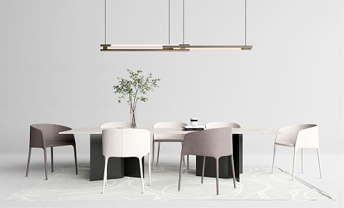 Modern Dining Table and Chair Combination Simple Dining Table and Chair Combination 3d model