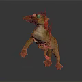 Realistic Yellow Prehistoric Creature With Spiked Back Standing