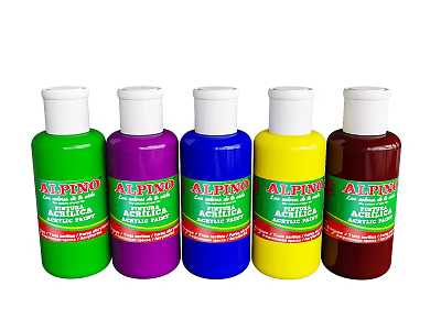 Alpino Acrylic Paint Bottles In Multiple Vibrant Colors For Art Projects 3d model