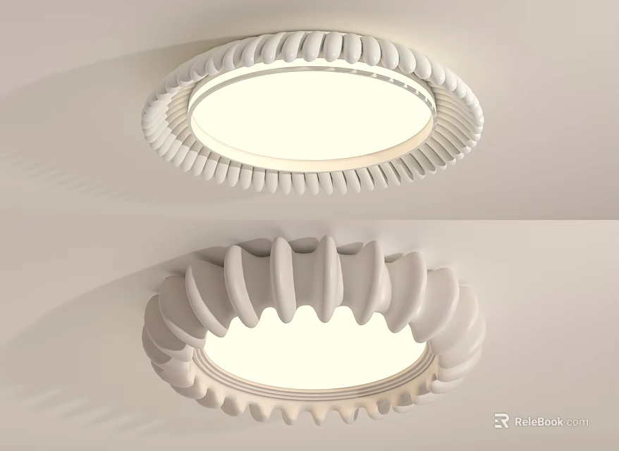 Modern Design White Circular Ceiling Light With Unique Scalloped Edge And Bright Light 3d model 