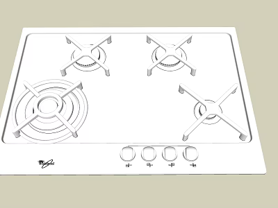 Modern Glass Cooktop Gas Stove With Four Burners And Control Knobs For Kitchen 3d model