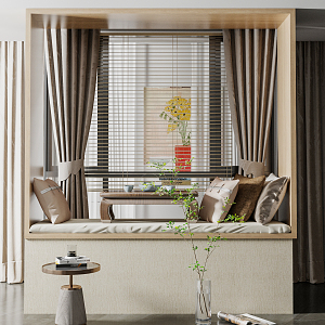 Modern Bay Window Bedroom Bay Window Curtain 3d model