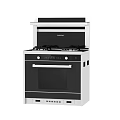 Modern Black And White Kitchen Integrated Appliance With Gas Stove Range Hood And Oven