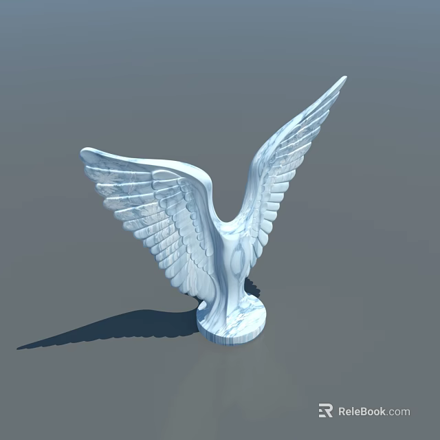 White Eagle Sculpture Carving With Spread Wings Detailed Artistic Design 3d model 