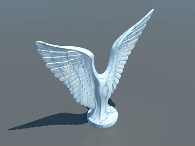 White Eagle Sculpture Carving With Spread Wings Detailed Artistic Design 3d model