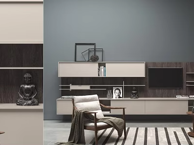 Sleek Modern TV Cabinet With Open Shelves And Decorative Storage Design 3d model
