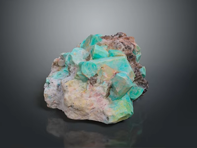 Natural Blue Green Crystalline Mineral Specimen With Raw Stone And Colorful Hues Structure 3d model