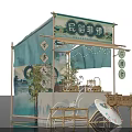Folk Intangible Heritage Exhibition Stall With Bamboo Structure Traditional Decorations And Fan