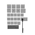 Assorted White And Gray Electrical Switch Panels With Sockets And USB Ports 3d model