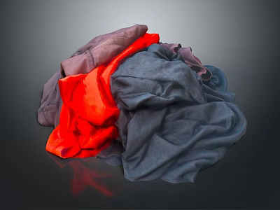 High Quality Colorful Clothing Fabric Stacked With Red Gray Purple Textiles 3d model