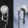 Wall Mounted Cable Organizer Hook With White And Black Charging Cables 3d model
