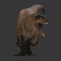 Realistic Tyrannosaurus Rex Dinosaur With Open Mouth And Brown Skin Texture