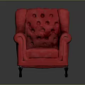 Elegant Red Velvet Tufted Armchair With Classic Design And Black Legs