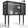 Modern Sideboard With Glass Doors And Storage For Glasses Bowls Plates