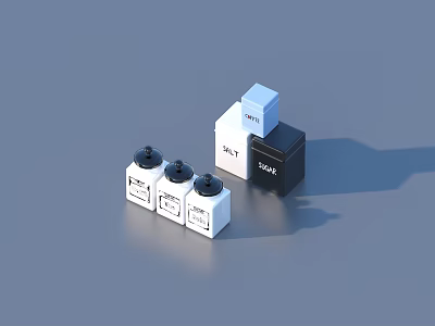 Household Daily Items Featuring White Bottles With Black Lids Labels And Milk Tea Boxes 3d model
