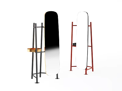 Modern Metal Frame Storage Shelving Unit With Wooden Shelf And Red Black Design 3d model