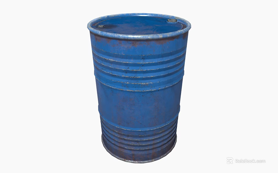 Industrial Equipment Blue Ribbed Steel Barrel For Durable Storage And Transport 3d model 