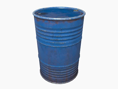 Industrial Equipment Blue Ribbed Steel Barrel For Durable Storage And Transport 3d model
