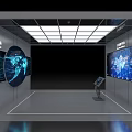 Modern Exhibition Hall Featuring Holographic Projection Interactive Equipment Digital Screens And Data Visualization 3d model