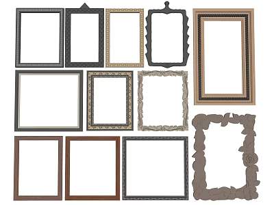 Various Styles Decorative Photo Frames With Assorted Designs For Home Wall Decor 3d model