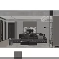 Modern Living Dining Room Interior With Large Sofa Dining Table And Natural Light