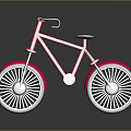 Red Bicycle With Black Seat And Stylish Wheels On Dark Background With Reflection