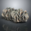 Organic Textured Sculpture With Stacked Petal Like Forms In Neutral Tones