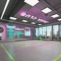 ZAHA CLUB Modern Fitness Interior With Neon Lights Mirrored Walls And Equipment